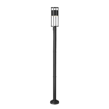 Z-Lite Luca Outdoor Post Mounted Fixture, 1-Light, 9 In.W x 95.5 In.H, Black/Etched 517PHM-567P-BK-LED